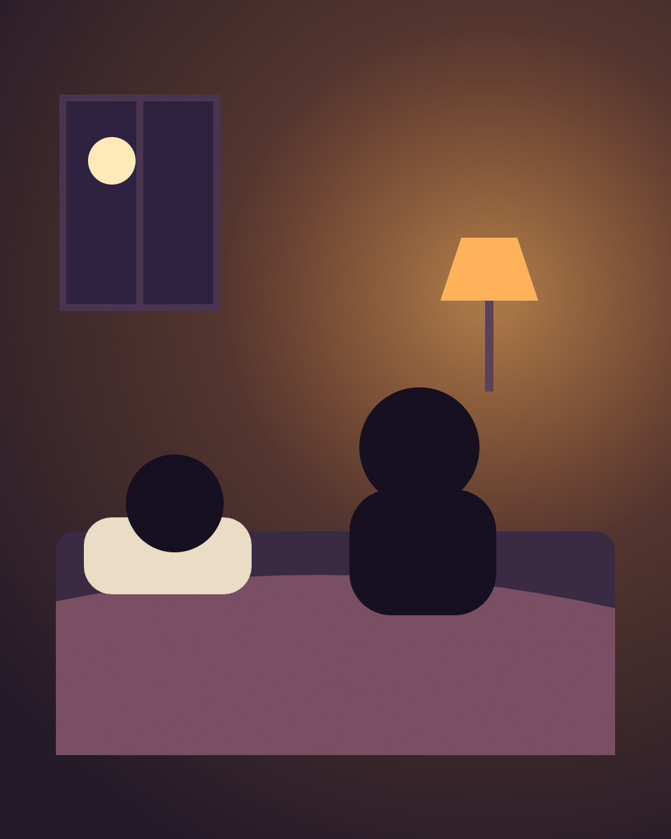 A lamp-lit bedtime moment